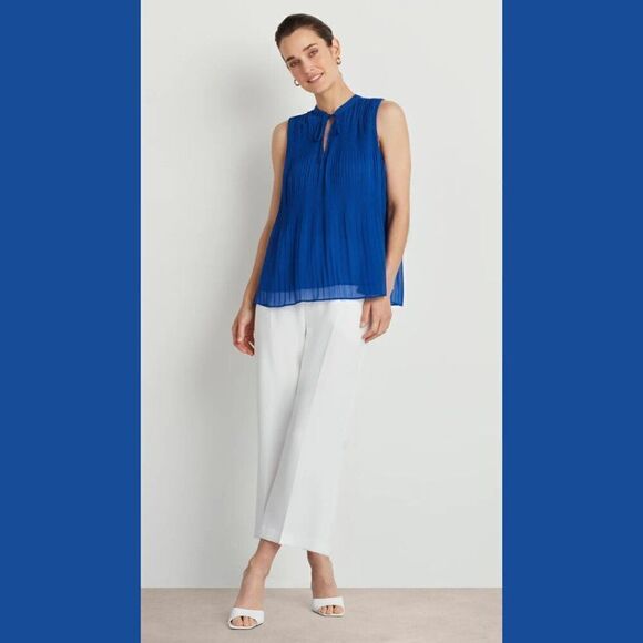 Ellen Tracy Sleeveless Pleat & Release Top Blue Size XS NWOT $79 MSRP - Picture 1 of 7